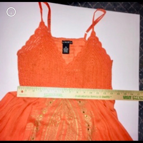 DIVA Collection Dress M EUC Boho Crochet Sparkly Asymmetrical Spring Break - Picture 12 of 16